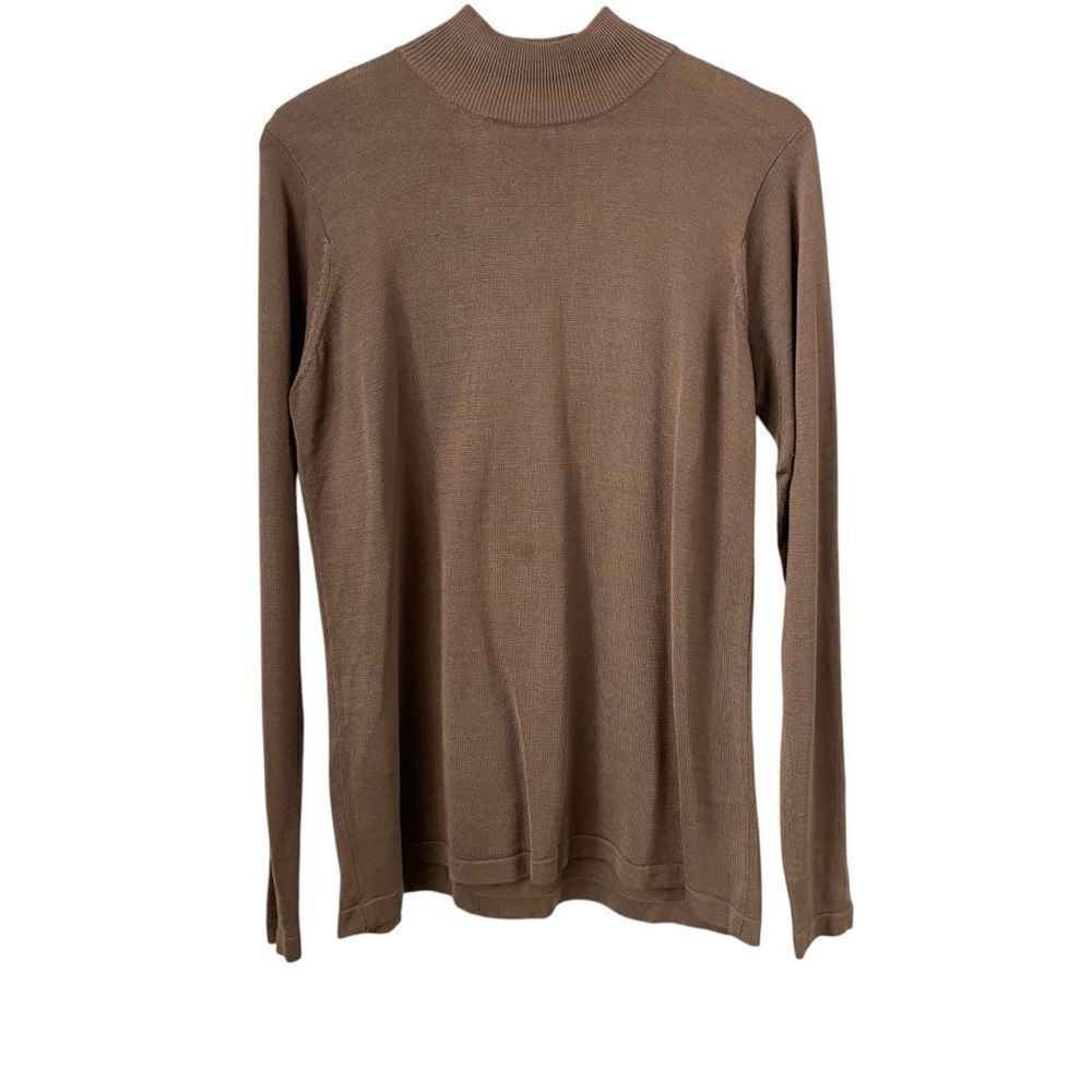 Vintage Austin Reed 100% Silk Turtleneck Olive Green Top in Medium